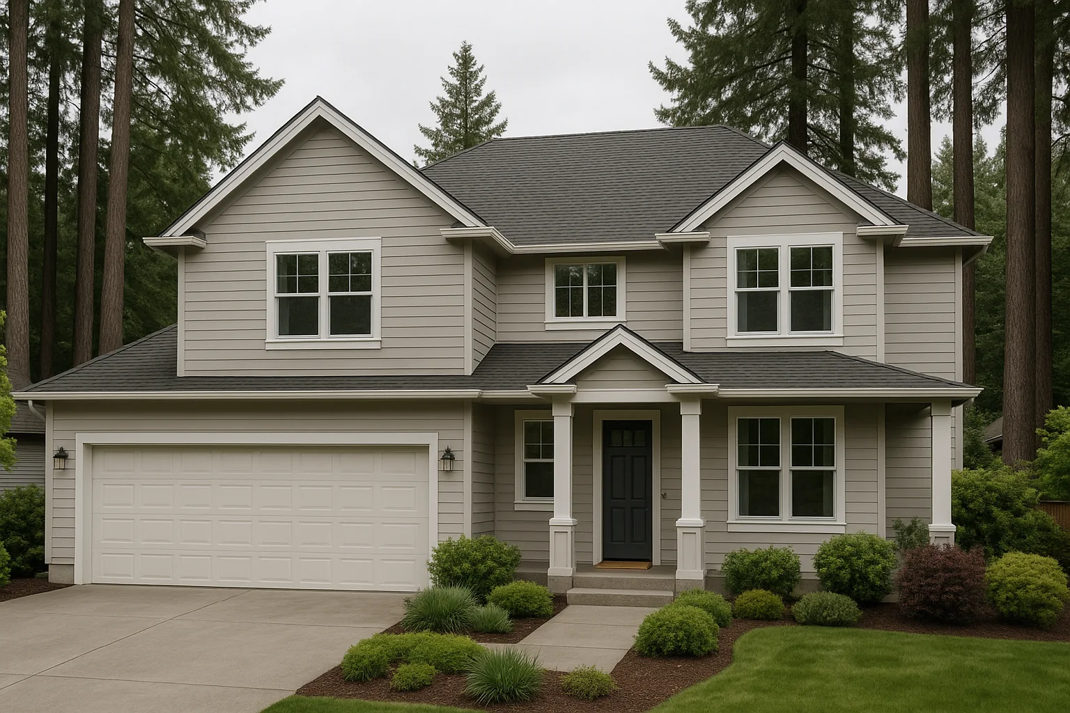 Fresh fiber cement siding on a refined Lake Oswego home